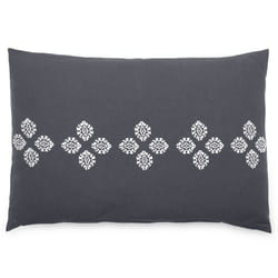 Housse de coussin pur coton teint lavé 40x60 cm BANDANAS noir caviar