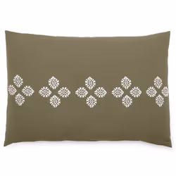 Housse de coussin pur coton teint lavé 40x60 cm BANDANAS vert mousse