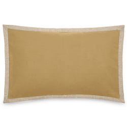 Housse de coussin coton et lin 55X80 cm LUZIA finition volant en jute jaune houblon