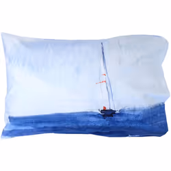 Taie d'oreiller 50x70 cm percale de coton REGATE bleu Avec la collection Régate, votre chambre prend le large pour une escapa ...