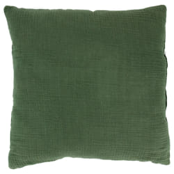 Coussin 40x40 cm double gaze de coton et sherpa GAZE & SHERPA vert kaki