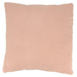 Coussin 40x40 cm double gaze de coton et sherpa GAZE & SHERPA rose pêche