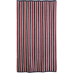 Linnea - Drap de plage 100x180 cm pur coton collection atlantique à rayures bleu et rouge