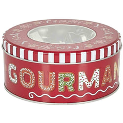 Boîte de Noël en métal avec emportes pièces mes petites gourmandises rouge