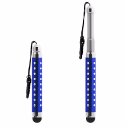 Stylet - Avizar - Rétractable - Bleu - Compatible écran tactile - Strass