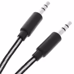 Adaptateur audio - AVIZAR - Câble plat Jack 3.5 mm - 1 mètre - Nylon renforcé - Double fiche mâle