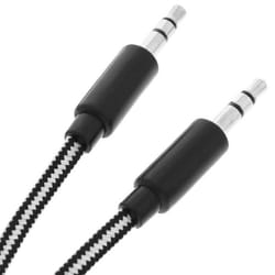 Adaptateur audio - AVIZAR - Câble plat Jack 3.5 mm - 1 mètre - Nylon renforcé - Double fiche mâle