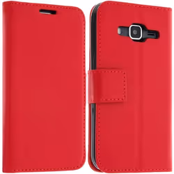 Etui Portefeuille - AVIZAR - Samsung Galaxy Core Prime - Simili-cuir - Rouge - Fonction support