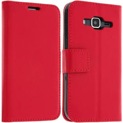 Etui Portefeuille - AVIZAR - Samsung Galaxy Core Prime - Simili-cuir - Rouge - Fonction support