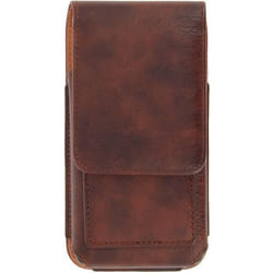 Housse Etui Ceinture - Marron - Cuir - Compatible Smartphones XXL - Clip Rotatif 360° - Rabat Vertical