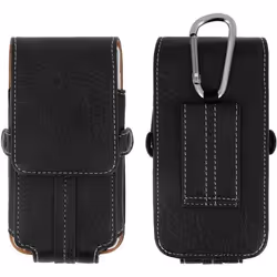 Housse Etui Ceinture - Universel - Smartphone XXL - Éco-cuir - Noir - Semi-rigide