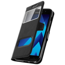 Housse pour smartphone - Samsung - Galaxy A3 2017 - Éco-cuir - Double fenêtre - Noir