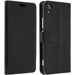 Housse Portefeuille - AVIZAR - Sony Xperia XA1 - Noir - Coque Semi-rigide - Fonction Support