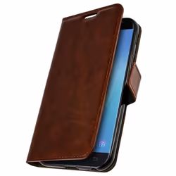 Housse Galaxy J3 2017 - AVIZAR - Etui Folio Portefeuille - Éco-cuir Vintage - Fonction Support - Marron