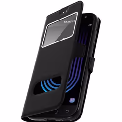 Housse pour Samsung Galaxy J3 2017 - AVIZAR - Coque Silicone Gel - Noir - Souple - Rabat