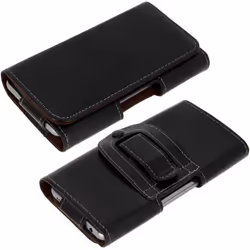 Housse ceinture Smartphone - AVIZAR - Universel - Cuir noir - Compatible jusquà 147x78mm - Passant + clip