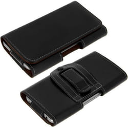 Housse ceinture Smartphone - AVIZAR - Universel - Cuir noir - Compatible jusquà 147x78mm - Passant + clip