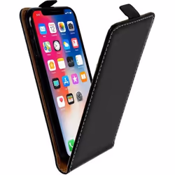 Housse iPhone X / XS - AVIZAR - Etui Clapet Vertical - Protection Magnétique - Porte-carte - Noir