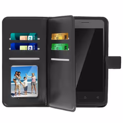 Housse Portefeuille Smartphone - AVIZAR - Universel - Éco-cuir - 6 Porte-cartes - Noir
