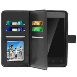 Housse Portefeuille Smartphone - AVIZAR - Universel - Éco-cuir - 6 Porte-cartes - Noir
