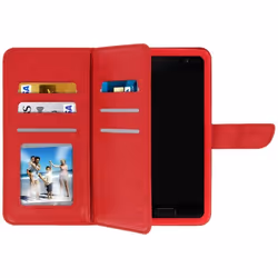 Housse Portefeuille Smartphone - AVIZAR - Taille 3xl - Éco-cuir Rouge - 6 Porte-cartes - Coque Souple