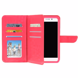 Etui Universel Smartphone - AVIZAR - 3XL - Éco-cuir Fuchsia - 6 Porte-cartes - Souple