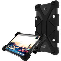 Coque tablette 8.9 à 12 pouces - AVIZAR - Universel Bumper Silicone Gel noir - Antichocs et support