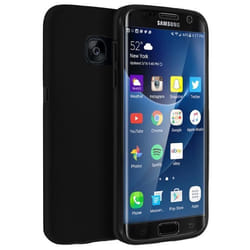 Coque de protection - Galaxy S7 Edge - Noir - Silicone avant - Polycarbonate arrière - Ultra-fin