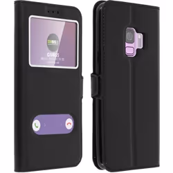 Housse pour Samsung Galaxy S9 - AVIZAR - Coque Silicone Gel - Éco-cuir - Noir - Souple