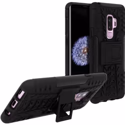 Coque pour Samsung Galaxy S9 Plus - AVIZAR - Ultra-résistante - Antichocs - Support intégré - Noir