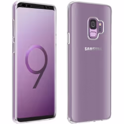 Coque et film de protection - AVIZAR - Galaxy S9 - Silicone transparent - Verre trempé - Protection complète