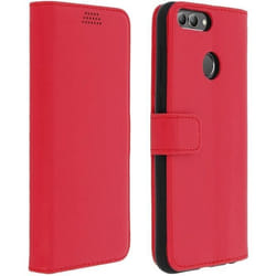 Housse Portefeuille - AVIZAR - Huawei P Smart - Éco-cuir Rouge - Coque Souple - Aimantée