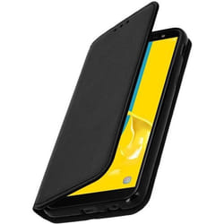 Etui pour Samsung Galaxy J6 - AVIZAR - Housse folio - Éco-cuir - Noir - Fonction support