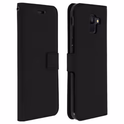 Housse pour Samsung Galaxy A6 - AVIZAR - Etui Folio Portefeuille - Éco-cuir - Noir - Support Vidéo