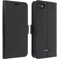 Housse Portefeuille - AVIZAR - Xiaomi Redmi 6 / 6A - Éco-cuir - Noir - Support Vidéo
