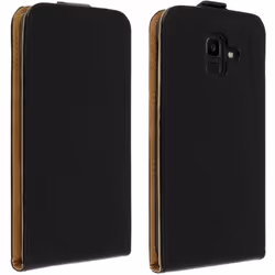 Etui pour Samsung Galaxy J6 - AVIZAR - Housse Clapet Vertical - Silicone Gel - Éco-Cuir - Noir