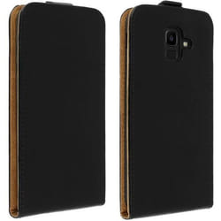 Etui pour Samsung Galaxy J6 - AVIZAR - Housse Clapet Vertical - Silicone Gel - Éco-Cuir - Noir