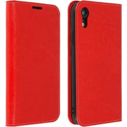 Étui iPhone XR - AVIZAR - Housse Cuir Portefeuille - Rouge - Support Vidéo - 3 Fentes Cartes