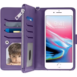 Étui Portefeuille - AVIZAR - iPhone 6/6S/7/8 Plus - Violet - Coque Amovible - Double Rabat