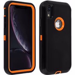 Coque iPhone XR - AVIZAR - Rigide Multi-couches - Antichocs - Noir/Orange - Ultra-résistante