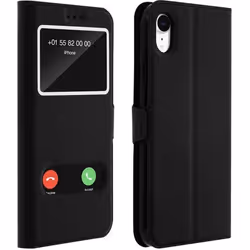 Housse iPhone XR - AVIZAR - Etui Double Fenêtre - Éco-cuir - Protection intégrale - Fonction support