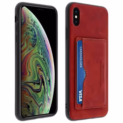 Coque iPhone XS Max - AVIZAR - Antichocs - Eco-cuir vieilli - Béquille Stand vidéos - Porte-carte