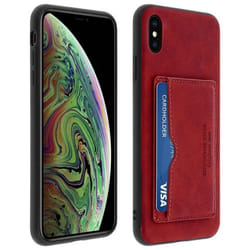 Coque iPhone XS Max - AVIZAR - Antichocs - Eco-cuir vieilli - Béquille Stand vidéos - Porte-carte