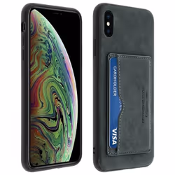 Coque iPhone XS Max - AVIZAR - Antichocs - Eco-cuir vieilli - Stand vidéos - Porte-carte