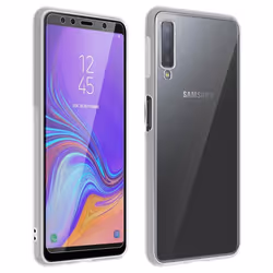 Coque Arrière + Film Verre Trempé - Samsung - Galaxy A7 2018 - Transparent - Silicone - Protection écran