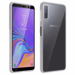 Coque Arrière + Film Verre Trempé - Samsung - Galaxy A7 2018 - Silicone Transparent - Protection Rayures - Noir