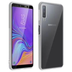 Coque Arrière + Film Verre Trempé - Samsung - Galaxy A7 2018 - Silicone Transparent - Protection Rayures - Noir