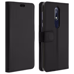 Housse - AVIZAR - Nokia 7.1 - Etui Portefeuille - Coque Souple - Support Vidéo Noir