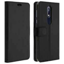 Housse - AVIZAR - Nokia 7.1 - Etui Portefeuille - Coque Souple - Support Vidéo Noir