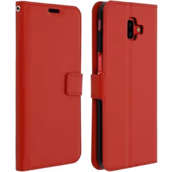 Housse pour Samsung Galaxy J6 Plus - AVIZAR - Étui Portefeuille - Éco cuir - Support Vidéo - Rouge